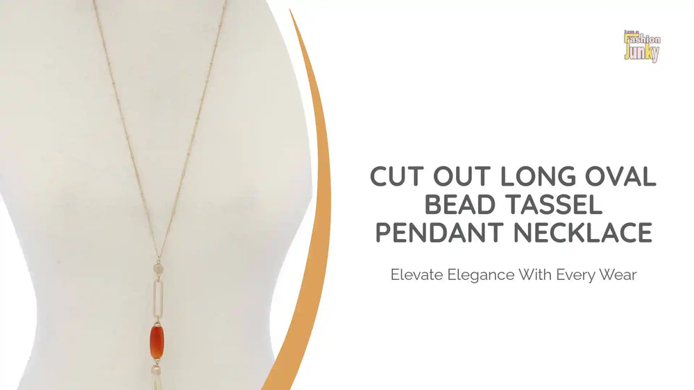 Cut Out Long Oval Bead Tassel Pendant Necklace by@Outfy