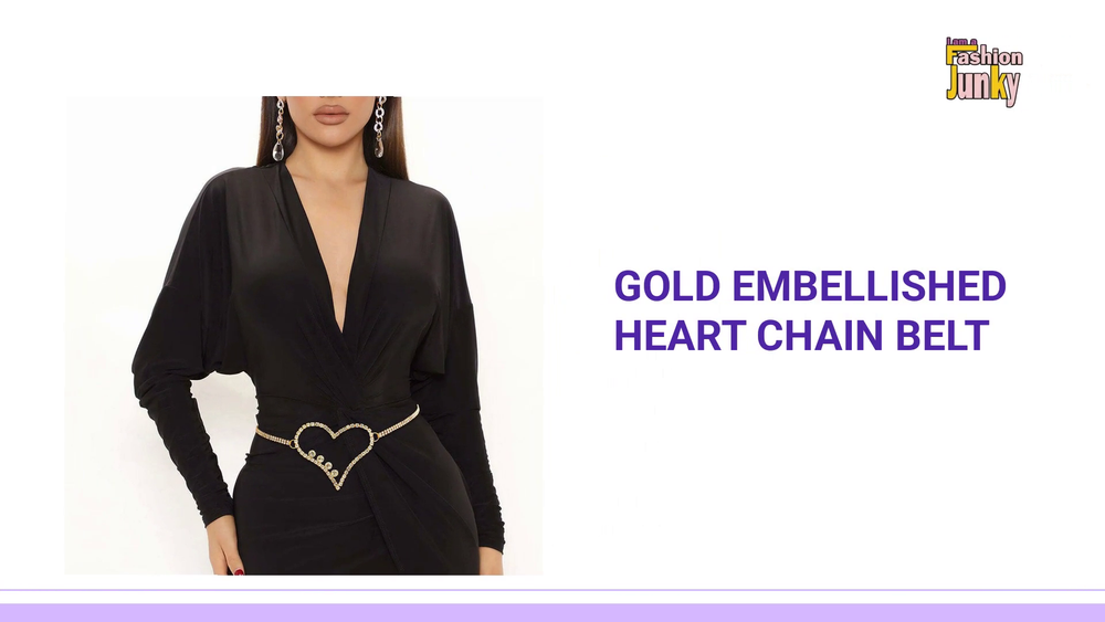 Gold Embellished Heart Chain Belt by@Outfy