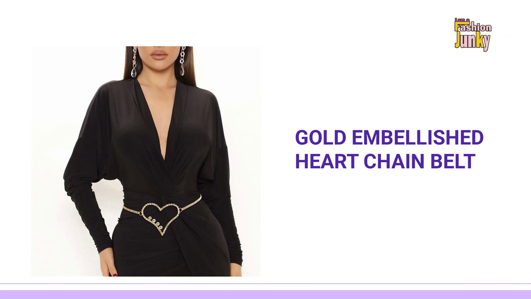 Gold Embellished Heart Chain Belt by@Outfy