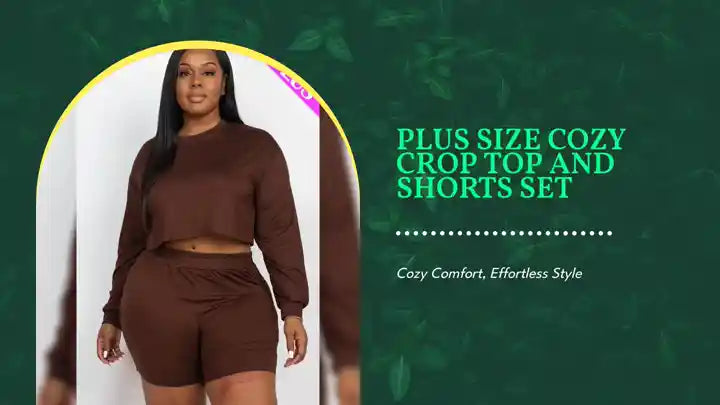 Plus Size Cozy Crop Top And Shorts Set by@Outfy