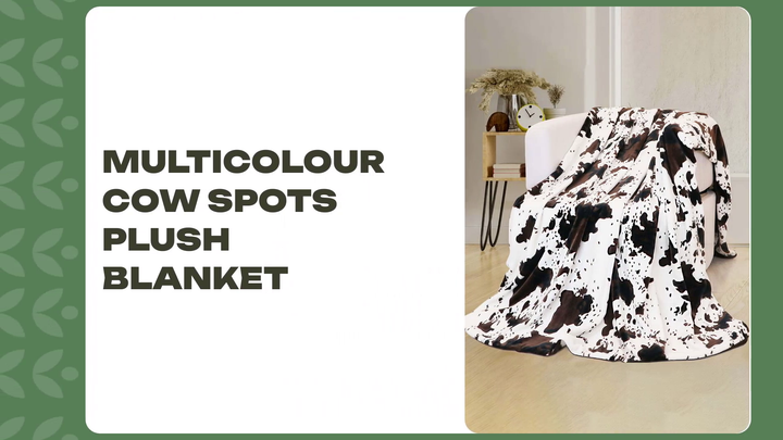 Multicolour Cow Spots Plush Blanket by@Outfy