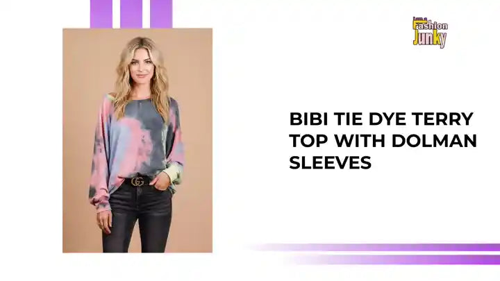 BiBi Tie Dye Terry Top With Dolman Sleeves by@Outfy
