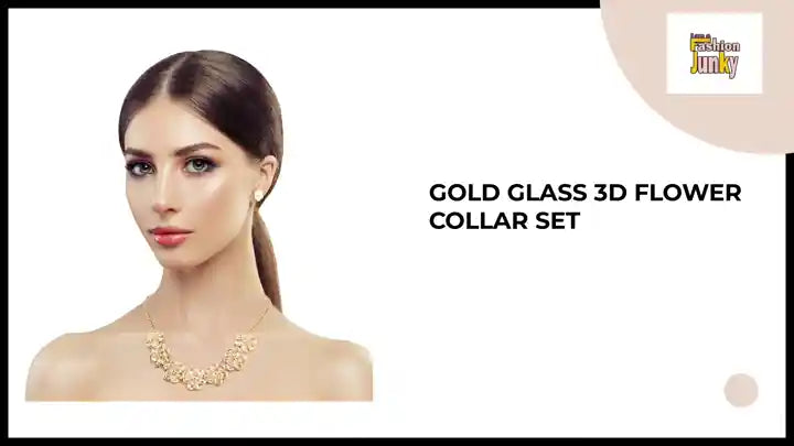 Gold Glass 3D Flower Collar Set by@Outfy