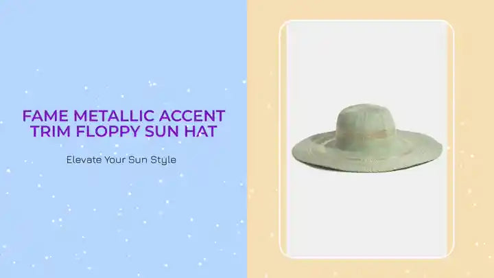 Fame Metallic Accent Trim Floppy Sun Hat by@Outfy