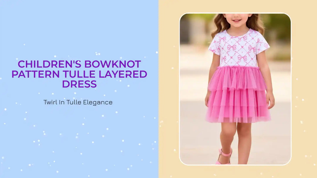 Children's Bowknot Pattern Tulle Layered Dress by@Outfy