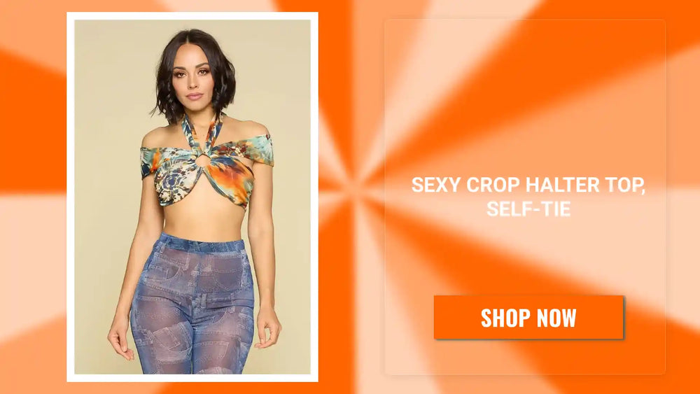 Sexy Crop Halter Top, Self-tie by@Outfy