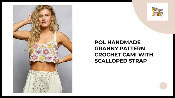 POL Handmade Granny Pattern Crochet Cami with Scalloped Strap by@Outfy