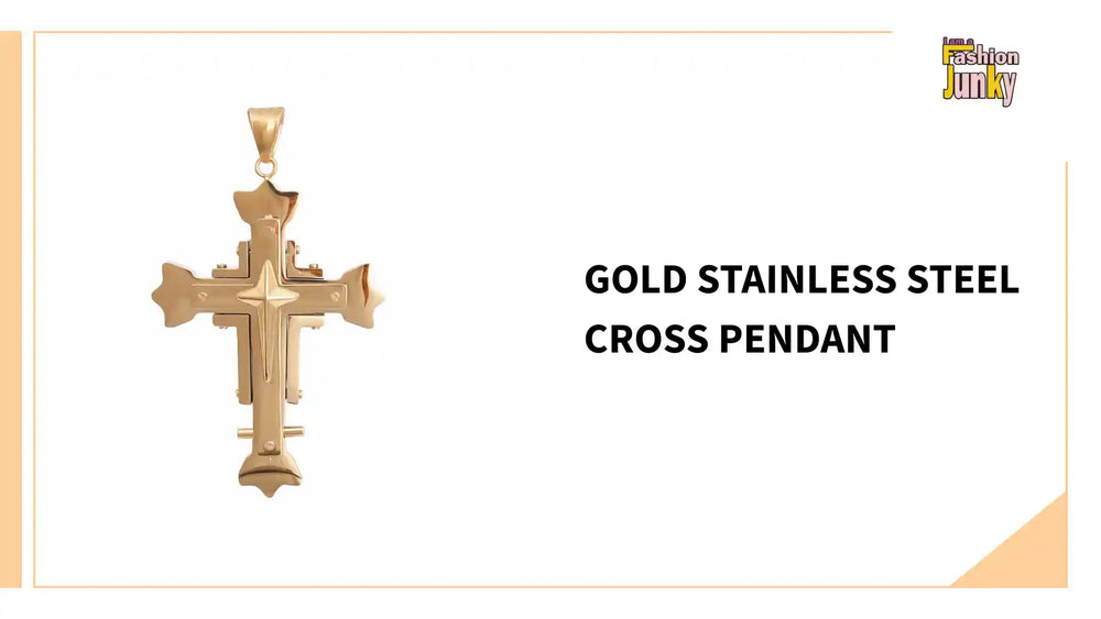 Gold Stainless Steel Cross Pendant by@Outfy