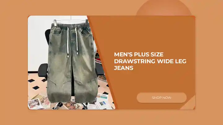 Men's Plus Size Drawstring Wide Leg Jeans by@Outfy