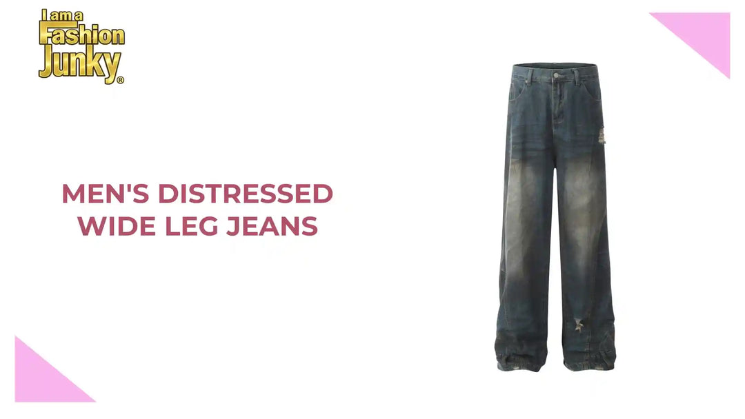 Men's Distressed Wide Leg Jeans by@Outfy