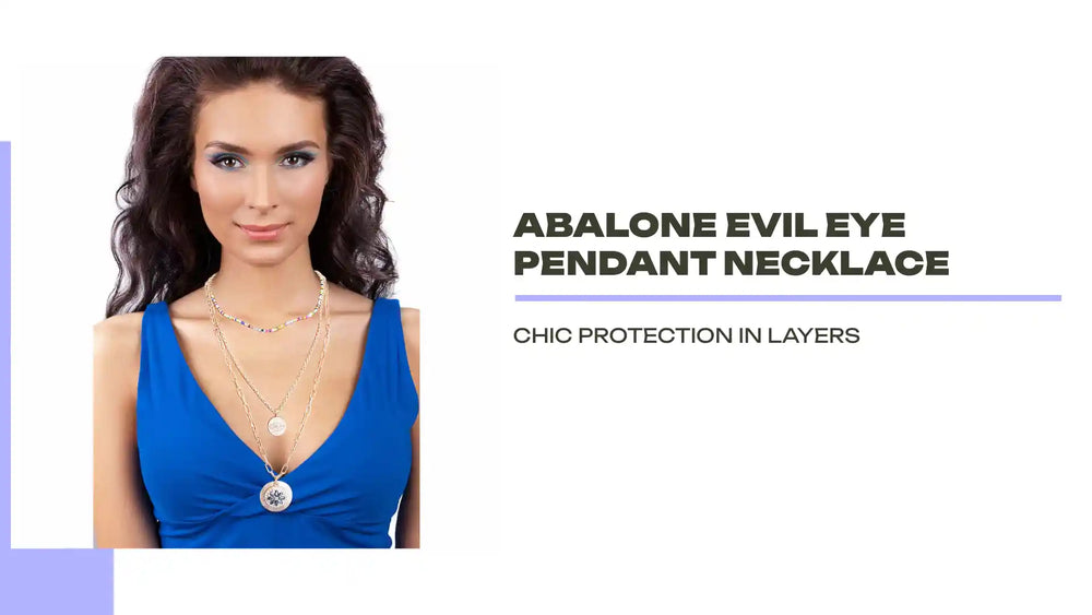 Abalone Evil Eye Pendant Necklace by@Outfy