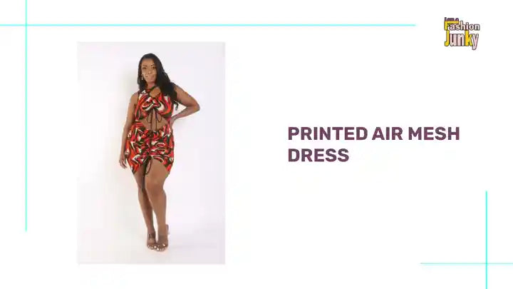 Printed Air Mesh Dress by@Outfy
