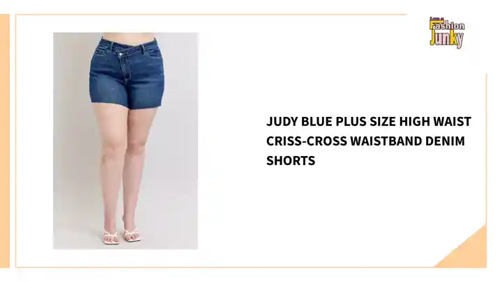 Judy Blue Plus Size High Waist Criss-Cross Waistband Denim Shorts by@Outfy