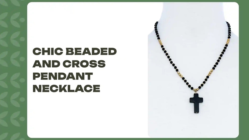 Chic Beaded And Cross Pendant Necklace by@Outfy
