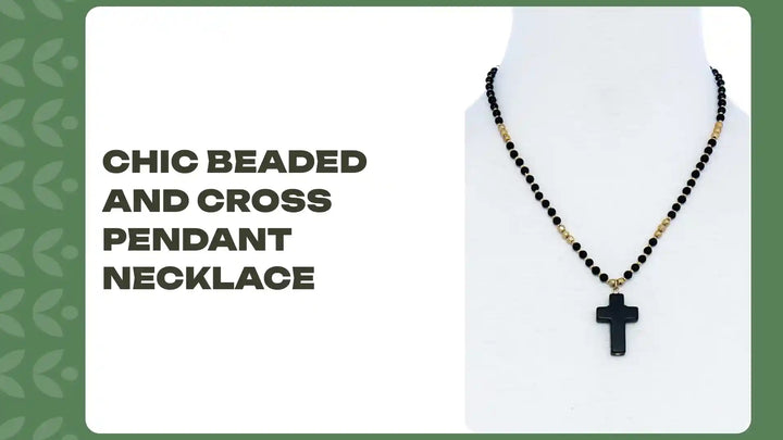 Chic Beaded And Cross Pendant Necklace by@Outfy