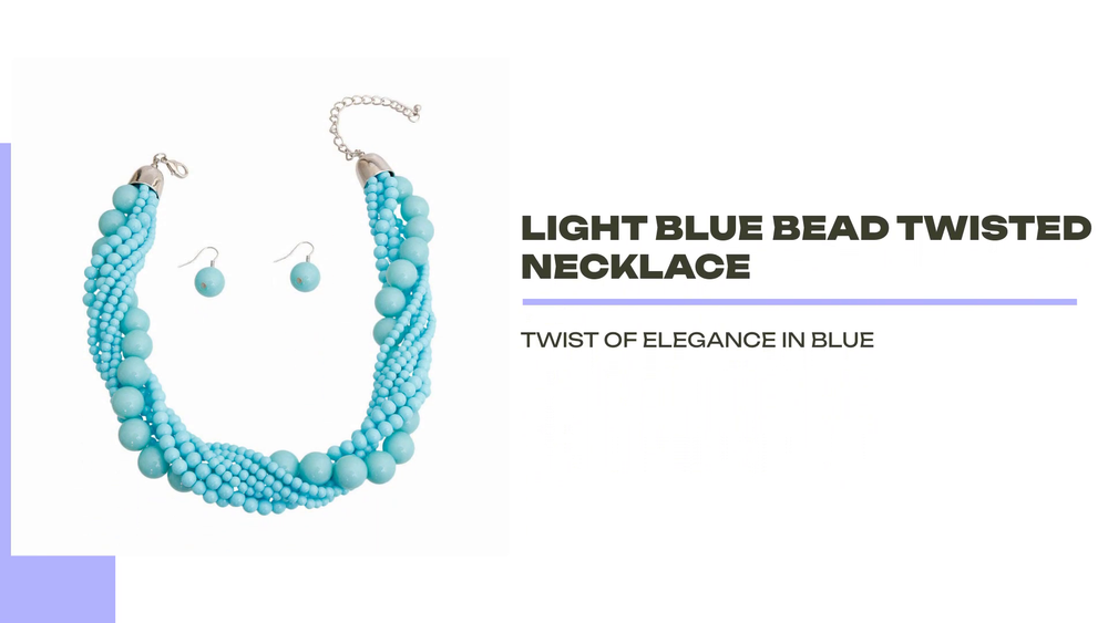 Light Blue Bead Twisted Necklace by@Outfy
