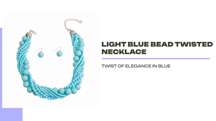 Light Blue Bead Twisted Necklace by@Outfy