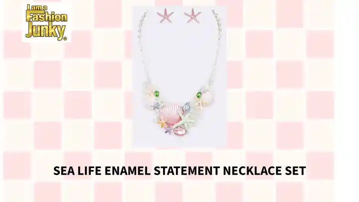 Sea Life Enamel Statement Necklace Set by@Outfy