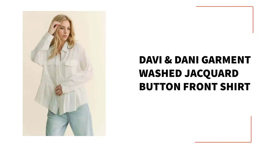 Davi &amp; Dani Garment Washed Jacquard Button Front Shirt by@Outfy