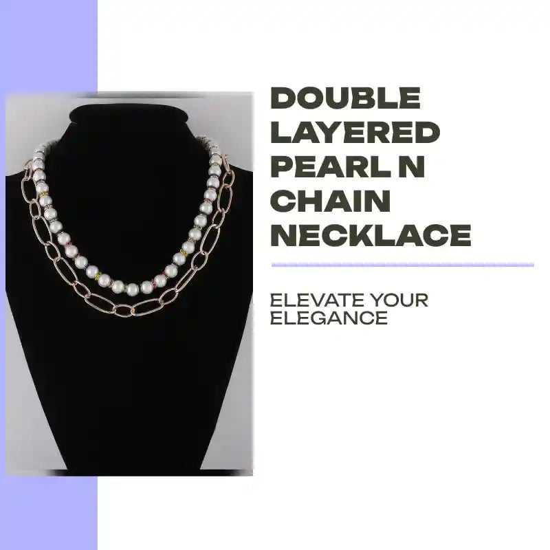 Double Layered Pearl N Chain Necklace by@Outfy
