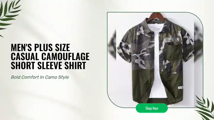 Men's Plus Size Casual Camouflage Short Sleeve Shirt by@Outfy