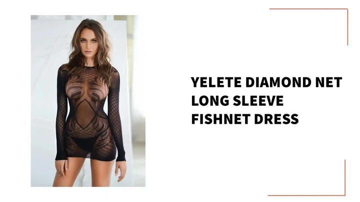 Yelete Diamond Net Long Sleeve Fishnet Dress by@Outfy