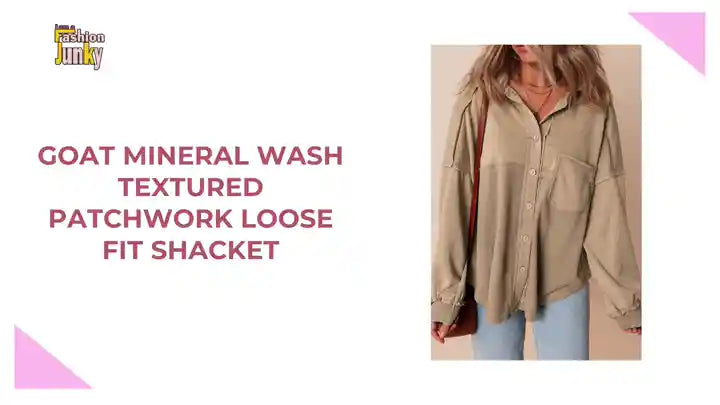 Goat Mineral Wash Textured Patchwork Loose Fit Shacket by@Outfy