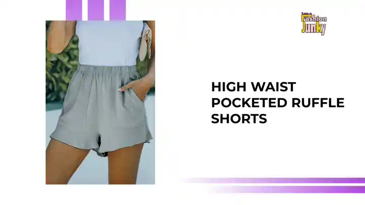 High Waist Pocketed Ruffle Shorts by@Outfy