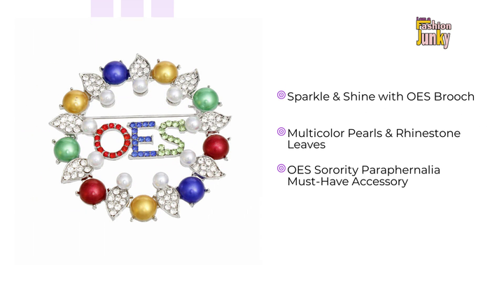 OES Sorority Pearl and Rhinestone Leaf Brooch Pin by@Outfy
