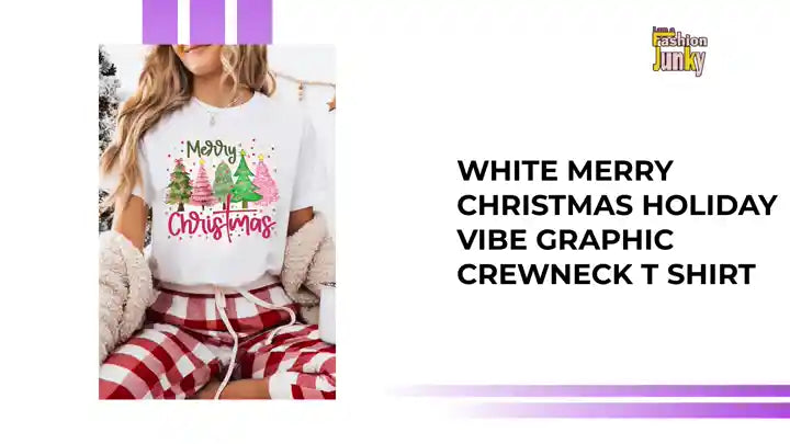 White Merry Christmas Holiday Vibe Graphic Crewneck T Shirt by@Outfy