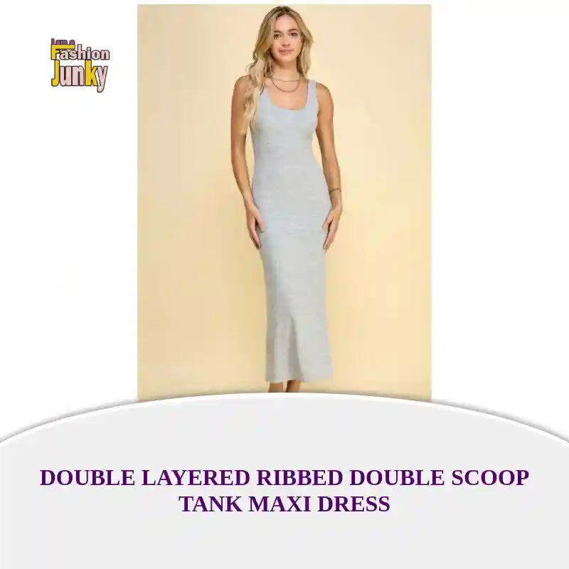 Double Layered Ribbed Double Scoop Tank Maxi Dress by@Outfy