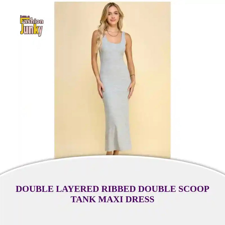 Double Layered Ribbed Double Scoop Tank Maxi Dress by@Outfy