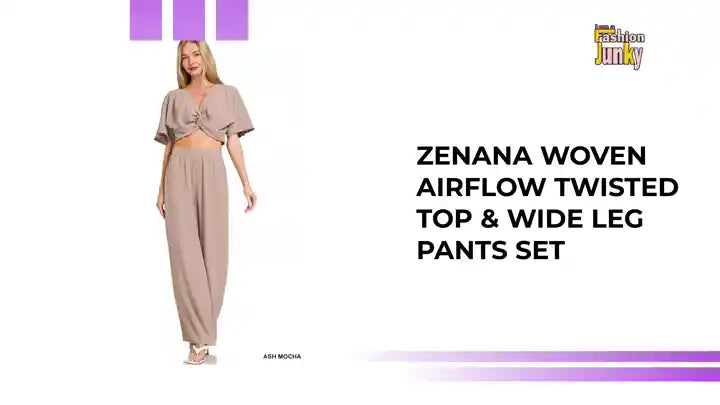 Zenana Woven Airflow Twisted Top &amp; Wide Leg Pants Set by@Outfy