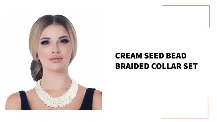 Cream Seed Bead Braided Collar Set by@Outfy