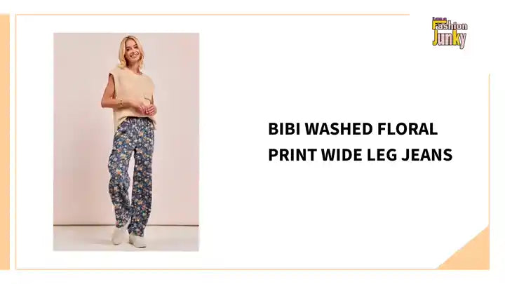 BiBi Washed Floral Print Wide Leg Jeans by@Outfy