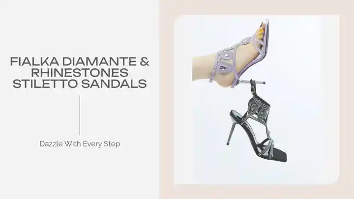 Fialka Diamante &amp; Rhinestones Stiletto Sandals by@Outfy