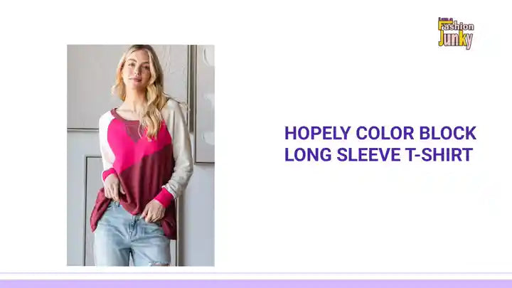 HOPELY Color Block Long Sleeve T-Shirt by@Outfy