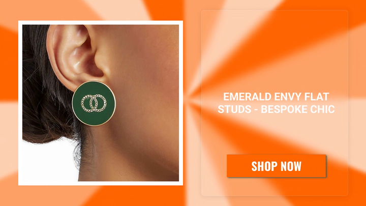 Emerald Envy Flat Studs - Bespoke Chic by@Outfy