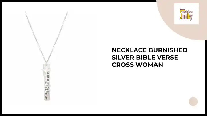 Necklace Burnished Silver Bible Verse Cross Woman by@Outfy