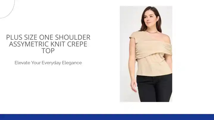 Plus Size One Shoulder Assymetric Knit Crepe Top by@Outfy
