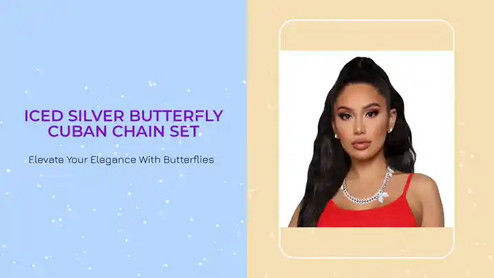 Iced Silver Butterfly Cuban Chain Set by@Outfy