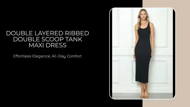 Double Layered Ribbed Double Scoop Tank Maxi Dress by@Outfy