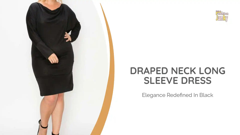 Draped Neck Long Sleeve Dress by@Outfy