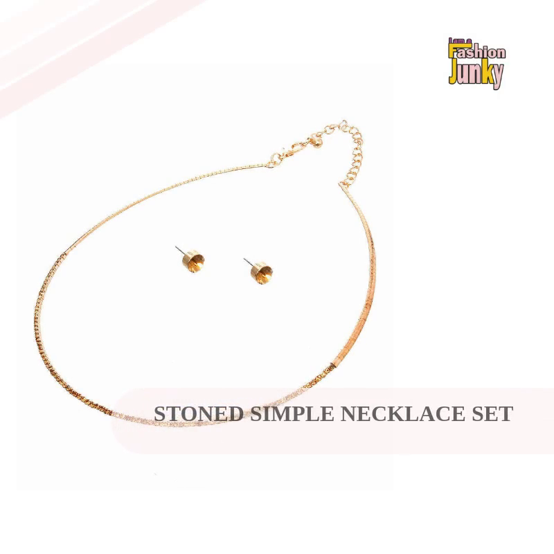 Stoned Simple Necklace Set by@Outfy