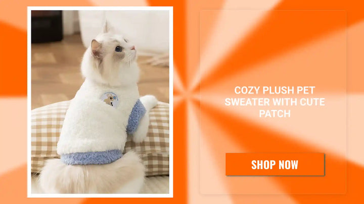 Cozy Plush Pet Sweater with Cute Patch by@Outfy