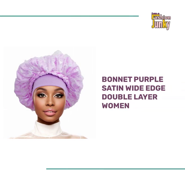 Bonnet Purple Satin Wide Edge Double Layer Women by@Outfy