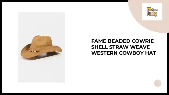 Fame Beaded Cowrie Shell Straw Weave Western Cowboy Hat by@Outfy