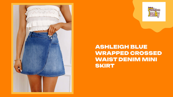 Ashleigh Blue Wrapped Crossed Waist Denim Mini Skirt by@Outfy