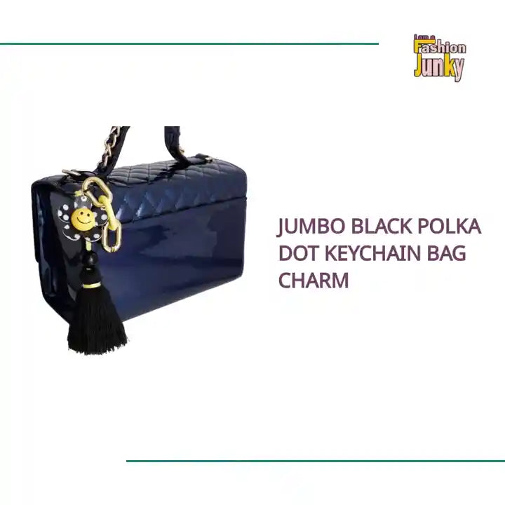 Jumbo Black Polka Dot Keychain Bag Charm by@Outfy