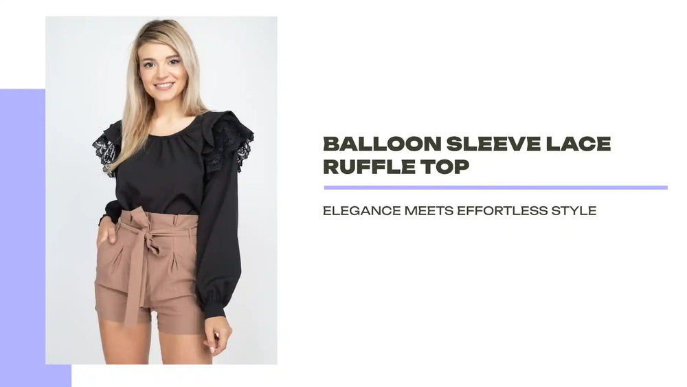 Balloon Sleeve Lace Ruffle Top by@Outfy